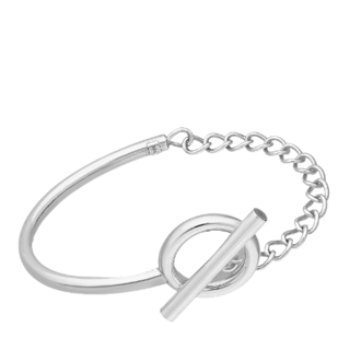 Sterling Silver Bangle with Chain & Toggle Clasp