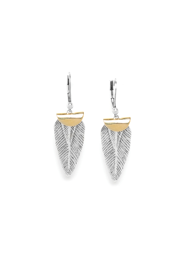 SILVER FEATHER feather on hook earrings