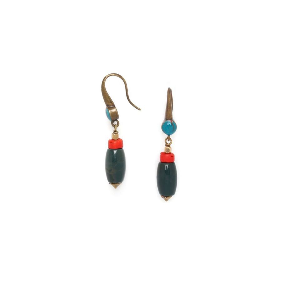 Green jasper olive hook earrings