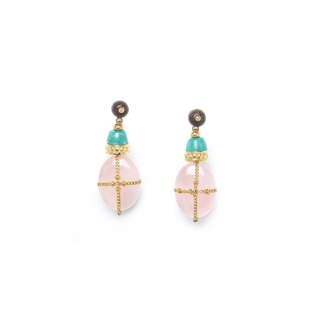 Yoruba pink quartz earrings