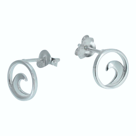 Sterling Silver Wave Stud Earrings
