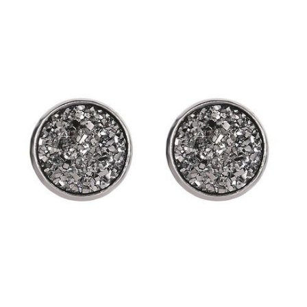 Charcoal Crystal Stud Earrings