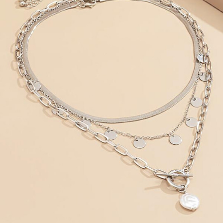 Silver Layered Pearl Necklace
