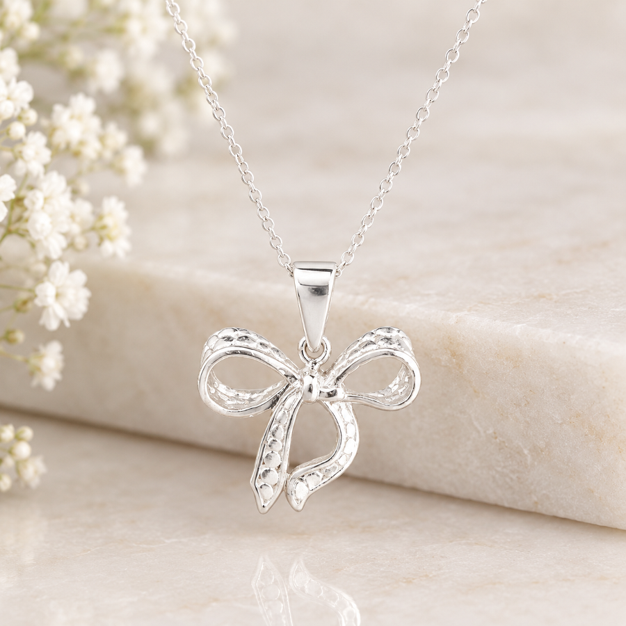 Sterling Silver Bow Pendant Necklace