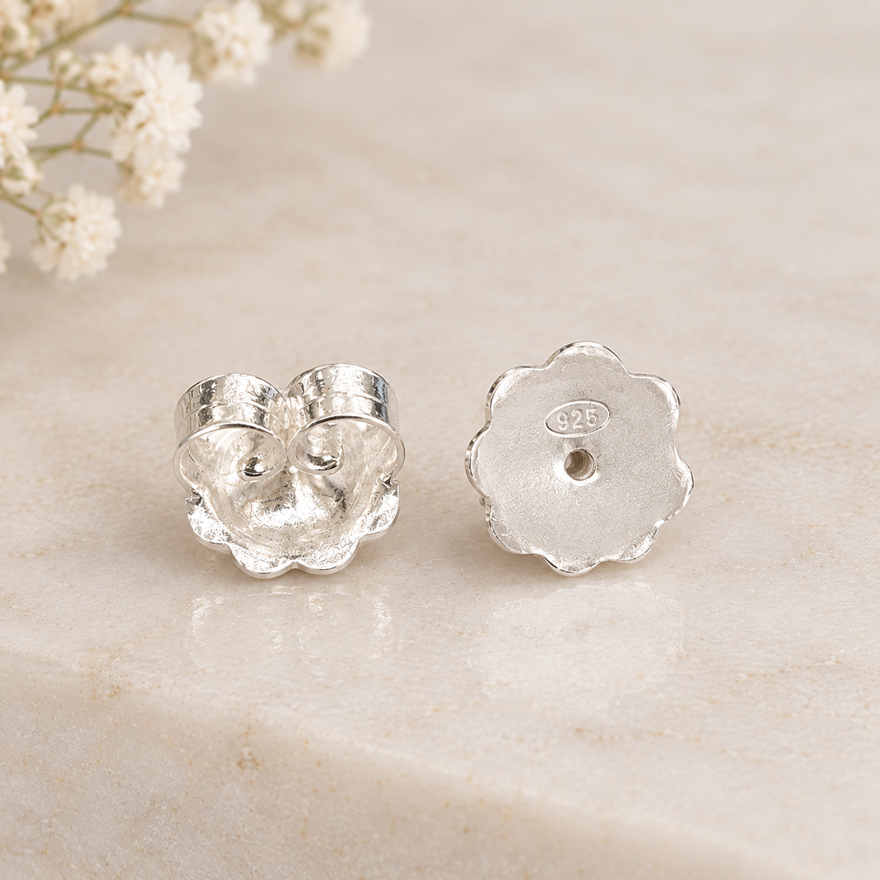 Sterling Silver Heavy Weight Earring Scrolls / Butterfly Backs