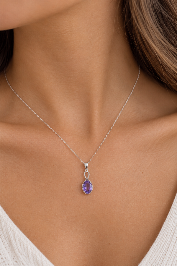 Natural Oval Amethyst Pendant