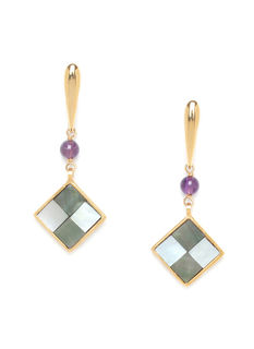 Le square one amethyst bead earrings