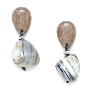 Impala agate & wood earrings
