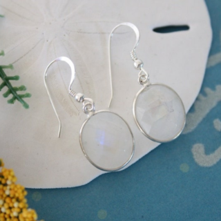 Sterling Silver Faceted Moonstone Earrings