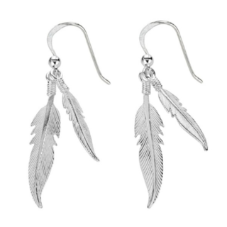 Sterling Silver Feather Earrings