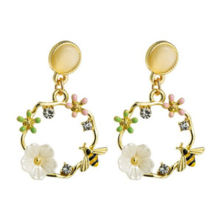 Yellow Gold Bee Garden Earrings
