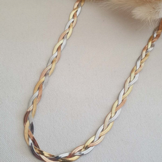 Tricolour Braided Flat Snake Chain