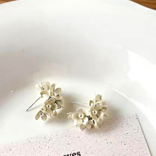 Ivory Floral Petal Hoop Earrings