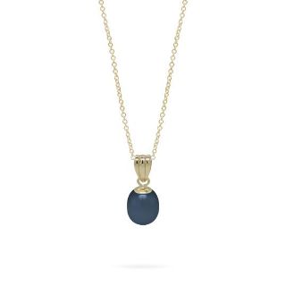 9ct Yellow Gold Freshwater Pearl Black Drop Pendant 7mm