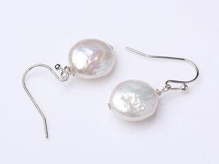Freshwater Coin Pearl Drop Earrings