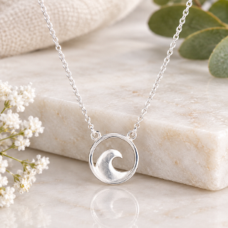Sterling Silver Wave Necklace
