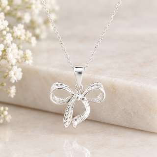 Sterling Silver Bow Pendant Necklace